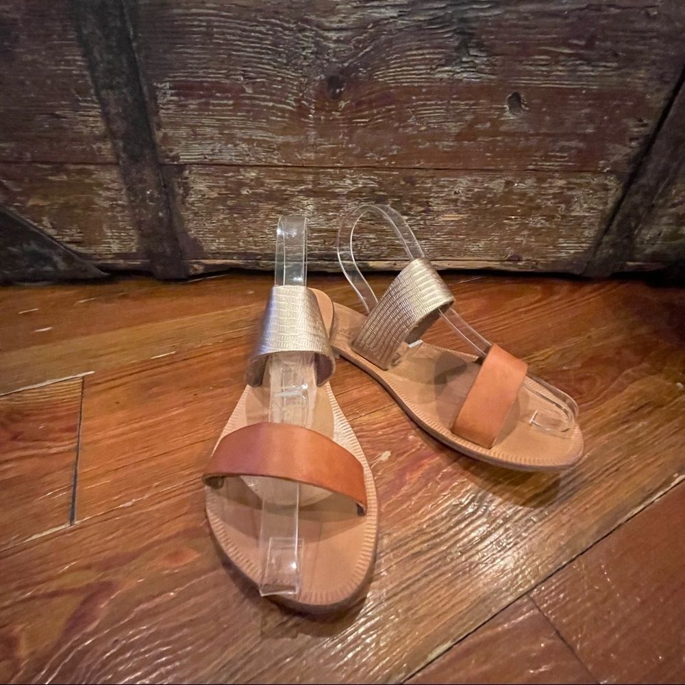 Joie A La Plage Sable in Tan and gold leather double strap sandals 37.5 Italy - Picture 7 of 16